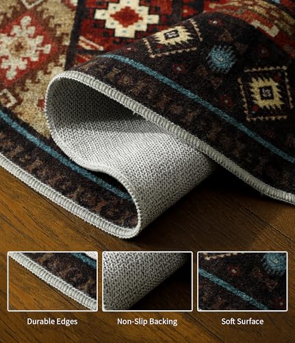 YIHOUSE Washable Western Cabin Round Rug, 4ft - color: Bear, size: 4' (Round)