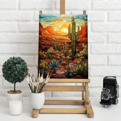 Natuyalo Paint by Numbers for Adults with Framed on Canvas, Wilderness Landscape Paint by Numbers Kits for Beginners, Cactus DIY Acrylic Painting Kits with Frame Ideal Gift (12x16 Inch) - color: Color-01