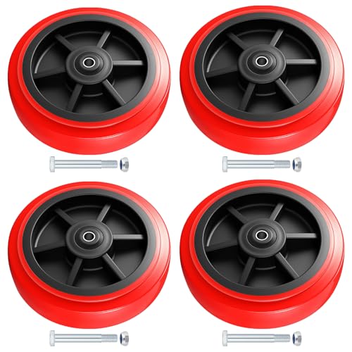 8 Inch Wheels，Heavy Duty Replacement Wheels,Caster Set of 4 Load 5000 Lbs | Polyurethane Surface TPE Casters,Dual Ball Bearings,Heavy Duty Wheels Replace,for Replace Flatbed Cart & Trolleys Wheels - size: 8 INCH