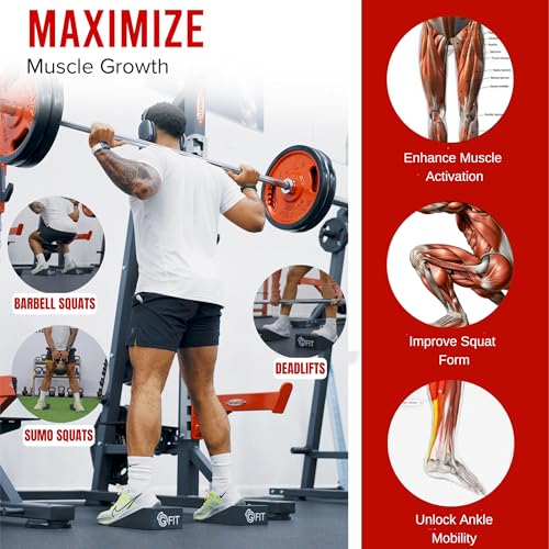 Squat Wedge Block & Barbell Pad Set - 2-Pack Non-Slip Wedges for Elevated Heel Lifts, Deadlifts, and Calf Stretching - Hip Thrust Pad for Squats, Lunges & Gym Bag