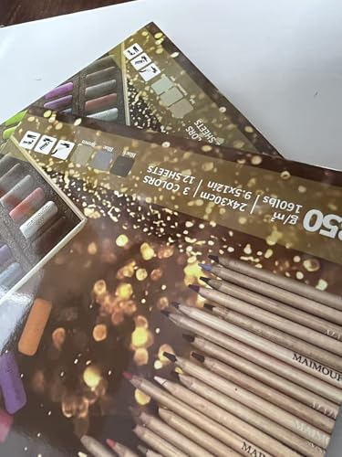 Soft Pastel Pencils 24 Colors Grey Tone&12-Sheet 3-Color Pastel Sandpaper Pad