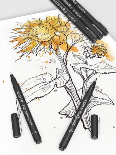 KEMYR 4 Pack 0.1 mm Fine Tip Black Fineliner Pens, Waterproof Pigment Ink | AP Certified Micro Drawing Pens With Archival Ink for Illustration, Journaling,Drawing,Sketching,Manga,Artists And Beginners - color: Black Micro Pens 4 PCS,0.1mm, style: 4 PCS,0.