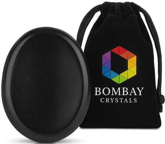 Natural Polished Thumb Palm Crystal for Meditation, Black Tourmaline Worry Stone for Stress Relief, Anxiety Support & Pocket Reiki Healing - color: Black Tourmaline