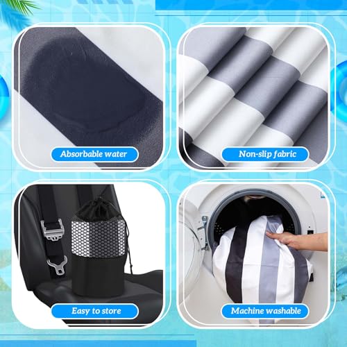 2 Pack Car Seat Towel Cover with Storage Bag, Black Vertical Stripes | 63 x 32 in Car Towel Seat Cover Non Slip Waterproof, Gym Workout Swimming Running, Machine Washable Sweat Absorbent Protector - style: Black Vertical Stripes