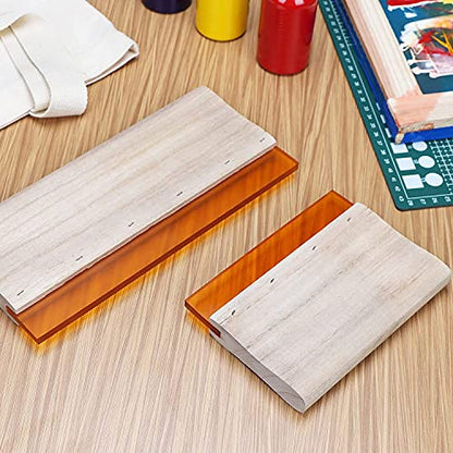 Cayway 5 PCS Screen Printing Squeegees, Durable, Abrasion-Resistant, Water- and Oil-Resistant Dual-Purpose Screen Printing Scraper with Wooden Handle