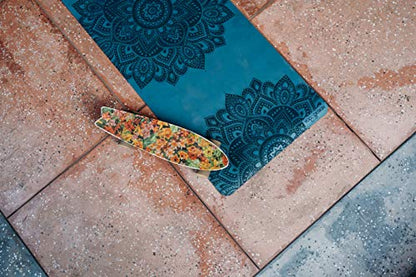 YOGA DESIGN LAB | The Infinity Mat | Luxurious Non-Slip Design Provides Unparalleled Grip to Support and Align You Beautifully | Eco-Friendly | w/Carrying Strap! - color: Mandala Teal, size: 5mm