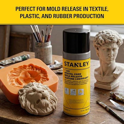 STANLEY T245 Mold Release Spray - 1x8.5 oz, High-Performance Silicone Lubricant for Epoxy Resin, Plastics, Withstands Extreme Temperatures, Moisture Repellent, Corrosion Protection - 1 Pack - size: 1 Pack