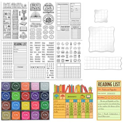 6Pcs Diary Journal Clear Stamps for Card Making, Star Rating Silicone Stamps for Crafting&DIY Scrapbooking, Weather & Reading Icons Journaling Decor - style: 29Pcs Diary Planner Clear Stamps