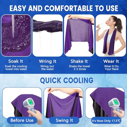 Hosuly 150 Pack Cooling Towels Bulk 40 x 12 Inch Large Chilly Breathable Sweat Sports Cold Towels Sublimation Microfiber Ice Neck Rag for Hot Weather Workout Gym Team Gift (Purple) - color: Purple