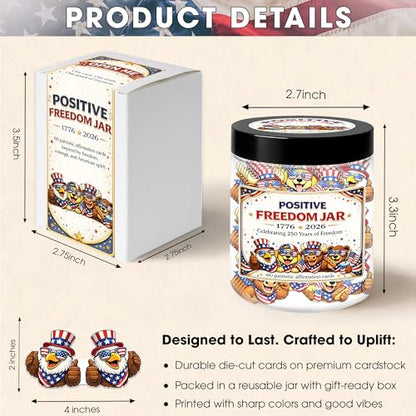 Positive Freedom Jar, 60 Patriotic Affirmation Cards, Gifts for Women & Men - color: KAT-K- Positive Freedom 250