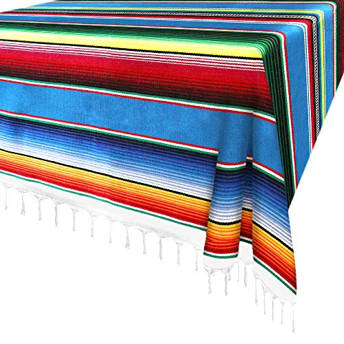 Xplanet 84 X 59 Inch Mexican Serape Blanket Bay Window Blanket, Mexican Tablecloth Serape Tatami Blanket Bed Blanket Table Cover Tapestry Blanket Picnic Mat for Mexican Party Wedding Decorations - color: Blue