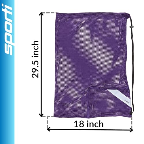 Sporti Mesh Swim Bag Drawstring Backpack, Equipment Bags For Swimmer - color: Royal Purple, style: 2. Mesh Bag With Zipper Pocket