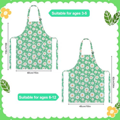 2 Pack Kids Apron, Cute Cooking Aprons, Waterproof Art Apron with Pockets, Toddler Painting Artist Apron Adjustable - color: Wildflowers and Daisies, size: 45*62cm