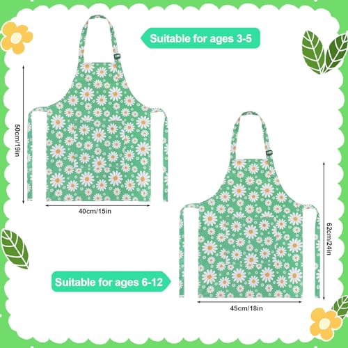 2 Pack Kids Apron, Cute Cooking Aprons, Waterproof Art Apron with Pockets, Toddler Painting Artist Apron Adjustable - color: Wildflowers and Daisies, size: 45*62cm