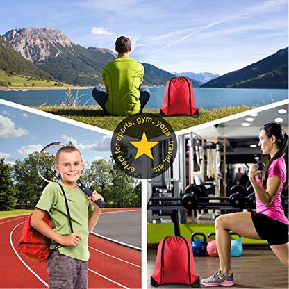 KUUQA 12 Pcs Drawstring Backpack Bags, Red - color: Red