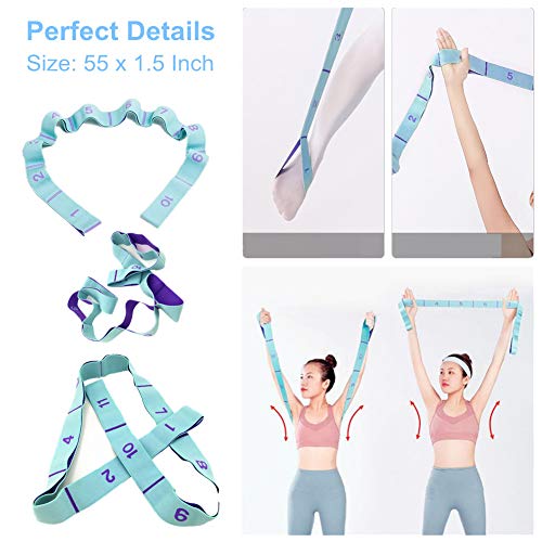 Stretching Straps Hamstring Stretcher Device Elastic Exercise Band Yoga mat Carrying Straps Leg Exercise Equipment Stretching Strap with Loops for Flexibility Stretch Strap 11 Loops