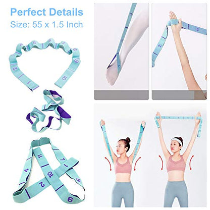 Stretching Straps Hamstring Stretcher Device Elastic Exercise Band Yoga mat Carrying Straps Leg Exercise Equipment Stretching Strap with Loops for Flexibility Stretch Strap 11 Loops