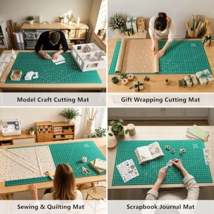 23"x47" Large Self Healing Non-Slip Cutting Mat, Double Sided 5-Ply Black Green Mat for Quilting, Sewing, Fabric, Crafts and Scrapbooking