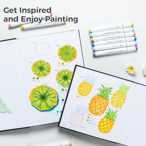 Ohuhu 2 Pack Marker Paper Pad Art Sketchbook for Drawing and Sketching | 8.3"x8.3"&8.3"x11.7" Art Sketch Book Drawing Papers Each Size Holds 78 Sheets/156 Pages -120 LB/200 GSM -Hardcover Sketch Pad - size: 8.3" x 8.3 " and 8.3" x 11.7"