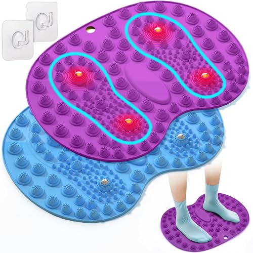 Foot Massager Mat 2PCS, Foot Reflexology Mat with Magnetic Therapy, Under Desk Mat Acupressure Mat for Feet Relaxation, Pressure Point Mat for Pain, Fatigue and Stress Relief (Blue+Purple) - color: Blue+purple
