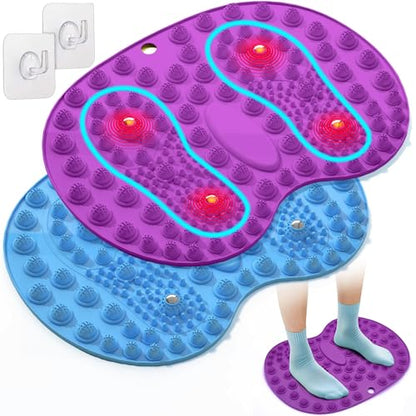 Foot Massager Mat 2PCS, Foot Reflexology Mat with Magnetic Therapy, Under Desk Mat Acupressure Mat for Feet Relaxation, Pressure Point Mat for Pain, Fatigue and Stress Relief (Blue+Purple) - color: Blue+purple