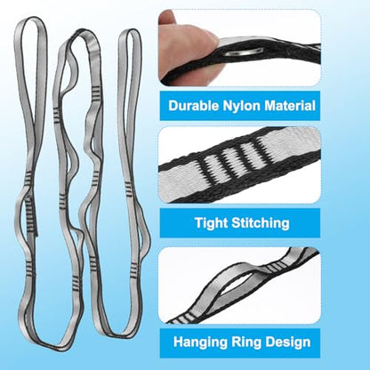 PATIKIL Daisy Chain Straps, Strong Climbing Strap Adjustable Nylon Chain Sling with Loops for Aerial Yoga Hammock Swing - color: Gray, size: 71 Inch