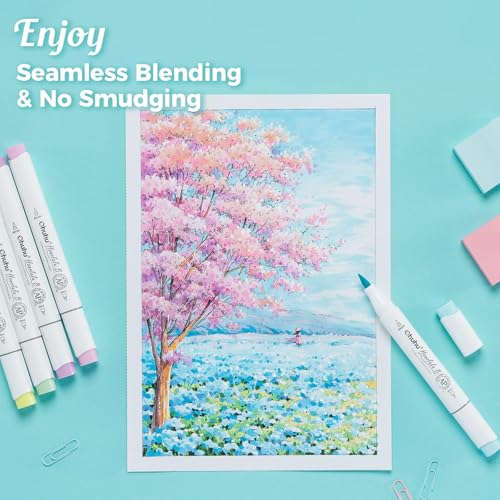 Ohuhu 8.3"x8.3" Double-Sided Bleedproof Marker Pad Art Sketchbook 50 Sheets | Square Sketch Book - 160 LB/280 GSM Smooth Drawing Paper - 50 Sheets/100 Pages - Spiral-Bound Sketch Pad for Alcohol Markers - size: 8.3" x 8.3"