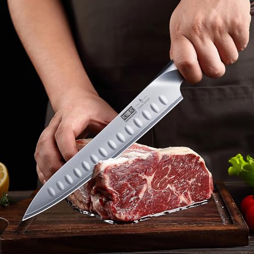 HOSHANHO 8 Inch Carving Knife & 7 Inch Fork Set, Razor Sharp Slicing Knife | Professional Japanese High Carbon Steel Butcher Brisket Slicing Knife Set for Meat Cutting, BBQ, Ergonomic Handle, Gifts