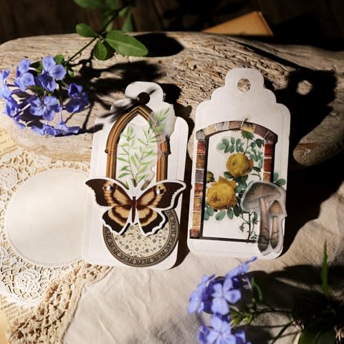 CATaireen Vintage Junk Journal Decoupage Elements Paper Card Pre Cut Cardstock Chipboard Small Embellishments Art Aesthetic Scrapbook Cutout DIY Supplies Kit Ephemera Pack for Adults (Door)