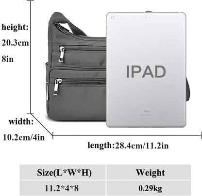 VOLGANIK ROCK RFID Purses for Women Fabric Nylon Multi Pocket Crossbody Bag Ladies Travel Handbag - color: Gray, size: Standard
