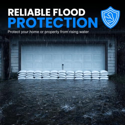 Sand Bags with Ties 14" x 26" - Sand Bags for Flooding, Woven Polypropylene Sandbags, 50 lbs Capacity, 14x26 inches, White - size: 100 Count (Pack of 1)
