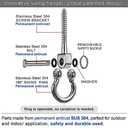 SELEWARE Heavy Duty Swing Hanger, 4 Pack Porch Swing Hardware - color: U (5 Inch, 4 Pack)