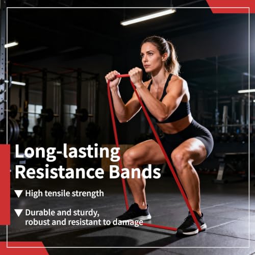 12-Pack Resistance Bands Set - Pull Up Assist, Strength Training & Physical Therapy for Home Gym | Exercise Loop Bands for Men & Women - color: Red 15-35lbs
