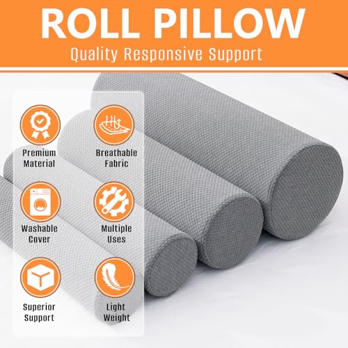 2 Pack Round Massage Table Bolster Pillow Pad, Bolster Pillow, Round Pillows, Suitable for Earthlite Massage Table (Grey, 5.9''x19.6'') - color: Grey, size: 5.9''x19.6''