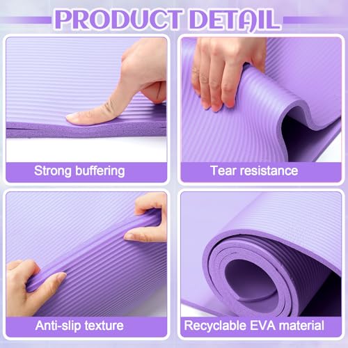 RoundFunny Set of 18 Pilates Ring Essential Kit for Women Pilates Ring and Ball Ankle Resistance Band Yoga Strap Socks Mat Arm Stretcher Latex Tube Gym Back Bag Exercise Equipment for Workout - color: Purple