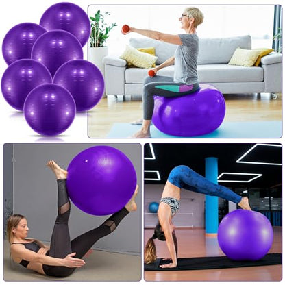 Jexine 6 Pcs Yoga Ball Exercise Ball - color: Purple, size: 25.59 Inch