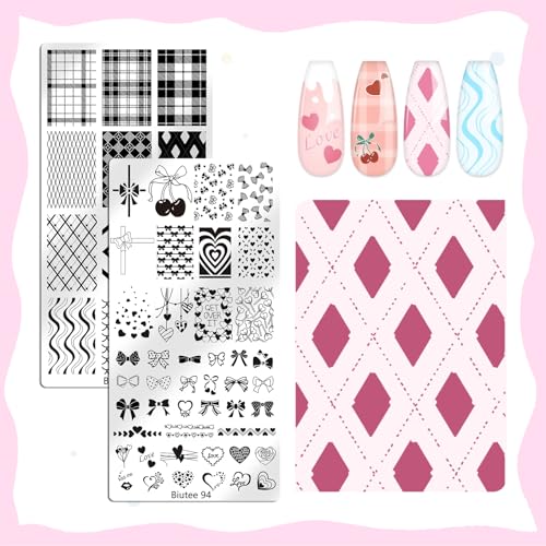 Biutee 10 PCS Nail Art Stamping Plates Set Nail Stamping Kit | Nail Stamp Plate Butterfly Starry Sky Flower Bowknot Design Nail Stamper Kit with Nail Stamper Scraper and Storage Bag - color: 14 Piece Set