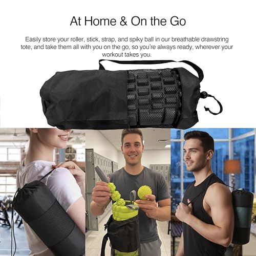321 STRONG 5-in-1 Massage Set, Complete Mobility Kit for Workout Recovery - color: Bold Black