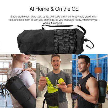 321 STRONG 5-in-1 Massage Set, Complete Mobility Kit for Workout Recovery - color: Bold Black