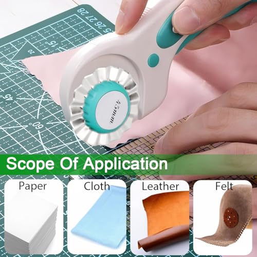 Evponk 9 Pcs 45mm Pinking Rotary Cutter Blades, Wavy Rotary Cutter Replacement Blades for Cutting Quilting Cloth, Leather and Paper