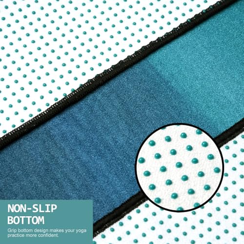 Eunzel Hot Yoga Mat Towel with Grip Dots, Printed Design 72" x 24" | Grip Dot Non Slip, Printed Microfiber Design, Sweat Absorbent, Hot Yoga & Pilate - color: Teal Flow