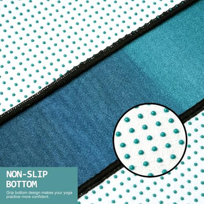Eunzel Hot Yoga Mat Towel with Grip Dots, Printed Design 72" x 24" | Grip Dot Non Slip, Printed Microfiber Design, Sweat Absorbent, Hot Yoga & Pilate - color: Teal Flow