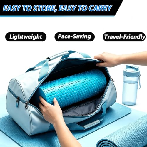 Foam Roller for Exercise, Pilates, Back Physical Therapy, 18" X 6" Round - color: Light Blue