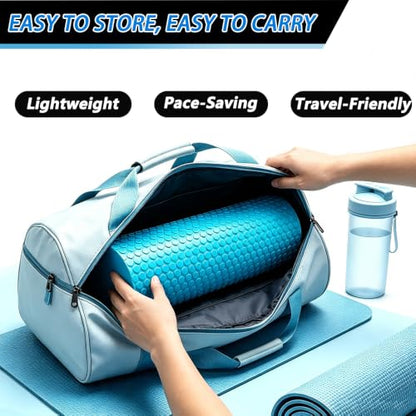 Foam Roller for Exercise, Pilates, Back Physical Therapy, 18" X 6" Round - color: Light Blue