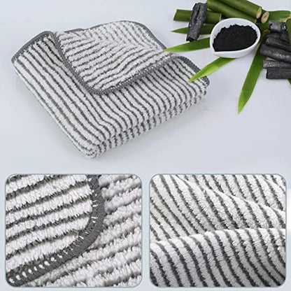 Microfiber Face Towels Soft Washcloths 12Inch x 12Inch 6 Pack Stripe - color: Grey Stripes