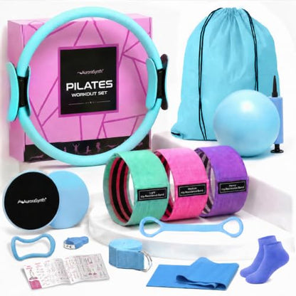 Home Pilates Kit Pilates Equipment Set for Women, Pilates Essentials Kit - color: Blue - 11 Pieces Kit