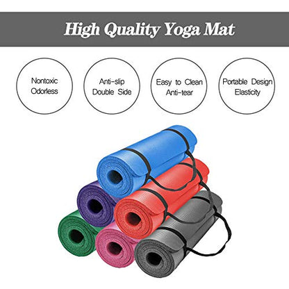 LOKATSE Home All Purpose Thick Yoga Mat with Carrying Strap High Density - color: Gray