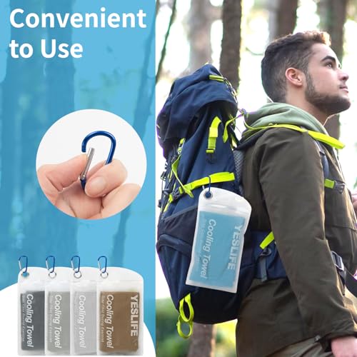 YESLIFE 4-Pack Cooling Towels (40"x 12"), Cooling Neck Wraps, Ice Towel - color: Black, Light Grey, Brown, Dark Grey