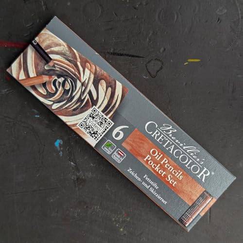 Cretacolor Oil Pencil Drawing Set of 6, Oil Pencil Tin box Set of 6,Multi
