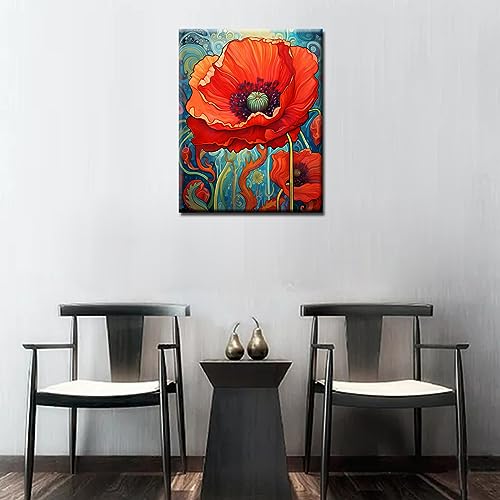 Tucocoo Red Poppy Paint by Bumbers for Adults Abstract Poppy DIY Paint by Numbers Acrylic Paint Canvas Graffiti Red Flowers Abstract Red Flower Scenery Painting Kits Art 16x20 Inch（Without Frame） - color: Abstract Flower 04, size: 16''x20''(Frameless)